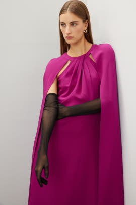 Marchesa Notte Cape Midi Dress