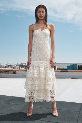 PatBO Aura Lace Flutter Midi Dress