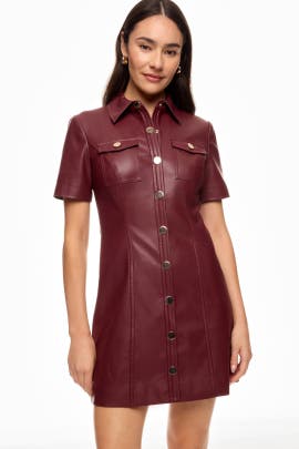 TOCCIN x RTR Faux Leather Short Sleeve Dress